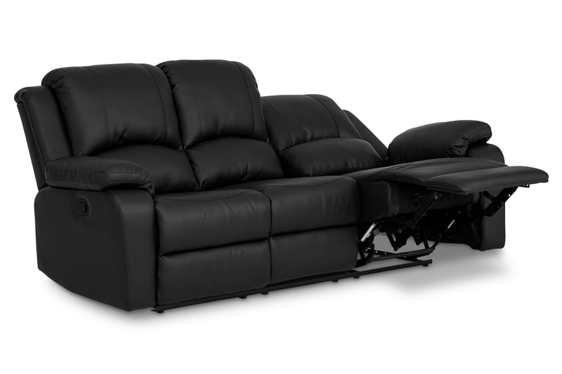 Norbo Skøn Recliner Sofa 3-personers Kunstlæder - Fällbar sofa - Biografsofa - Sort - Møbler - Sofaer - Recliner sofaer