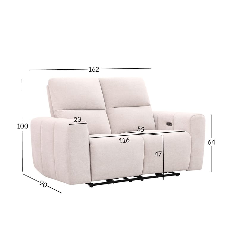 Reclinersofa Ödmark 2-personers med elektrisk mekanisme - lys beige - Møbler - Sofaer - Recliner sofaer - 2 personers biografsofa & reclinersofa