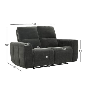 Reclinersofa Ödmark 2-personers med elektrisk mekanisme - grå - Møbler - Sofaer - Recliner sofaer - 2 personers biografsofa & reclinersofa