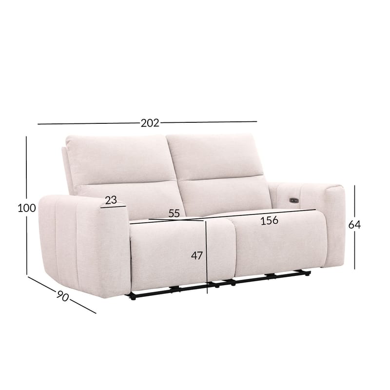 Reclinersofa Ödmark 3-personers med elektrisk mekanisme - lys beige - Møbler - Sofaer - Recliner sofaer - 3 personers biograsofa & reclinersofa