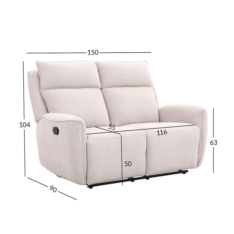 Reclinersofa Östvik 2-personers med manuel mekanisme - beige - Møbler - Sofaer - Recliner sofaer - 2 personers biografsofa & reclinersofa