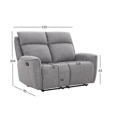 Reclinersofa Östvik 2-personers med manuel mekanisme - grå - Møbler - Sofaer - Recliner sofaer - 2 personers biografsofa & reclinersofa