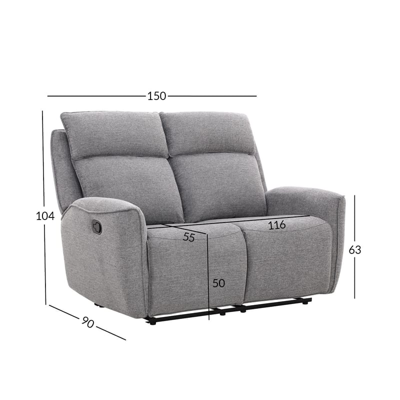 Reclinersofa Östvik 2-personers med manuel mekanisme - grå - Møbler - Sofaer - Recliner sofaer - 2 personers biografsofa & reclinersofa