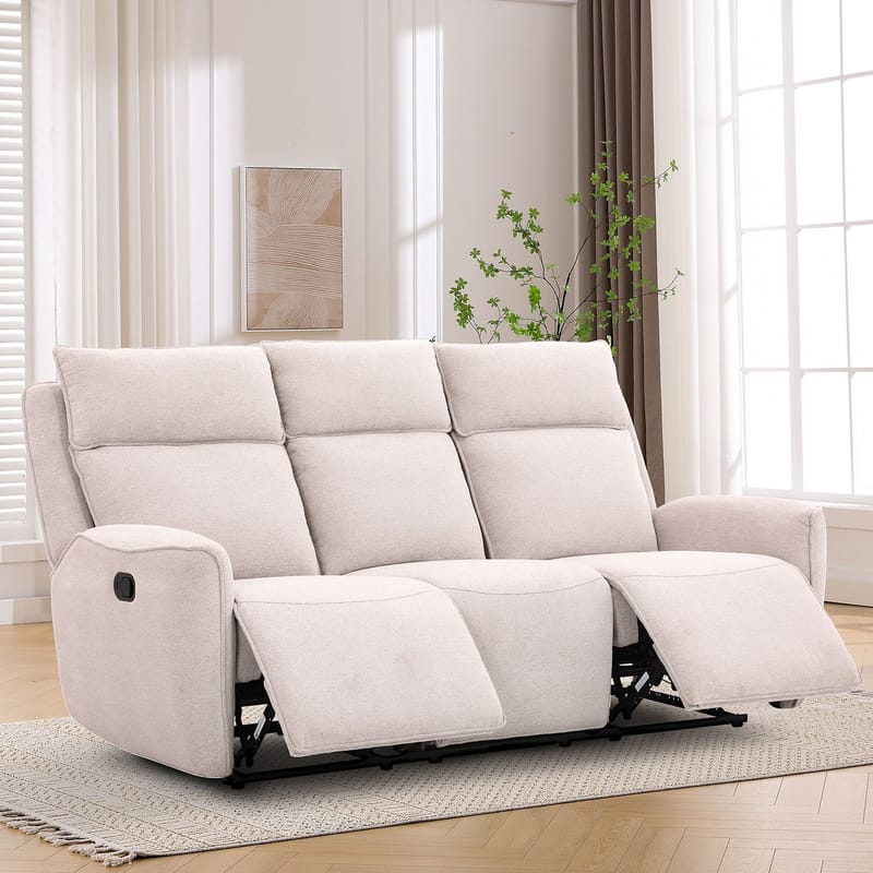 Reclinersofa Östvik 3-personers med manuel mekanisme - beige - Møbler - Sofaer - Recliner sofaer - 3 personers biograsofa & reclinersofa