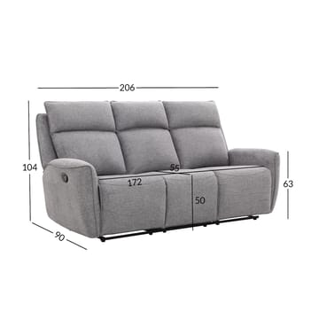 Reclinersofa Östvik 3-personers med manuel mekanisme - grå - Møbler - Sofaer - Recliner sofaer - 3 personers biograsofa & reclinersofa