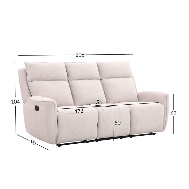 Reclinersofa Östvik 3-personers med manuel mekanisme - beige - Møbler - Sofaer - Recliner sofaer - 3 personers biograsofa & reclinersofa