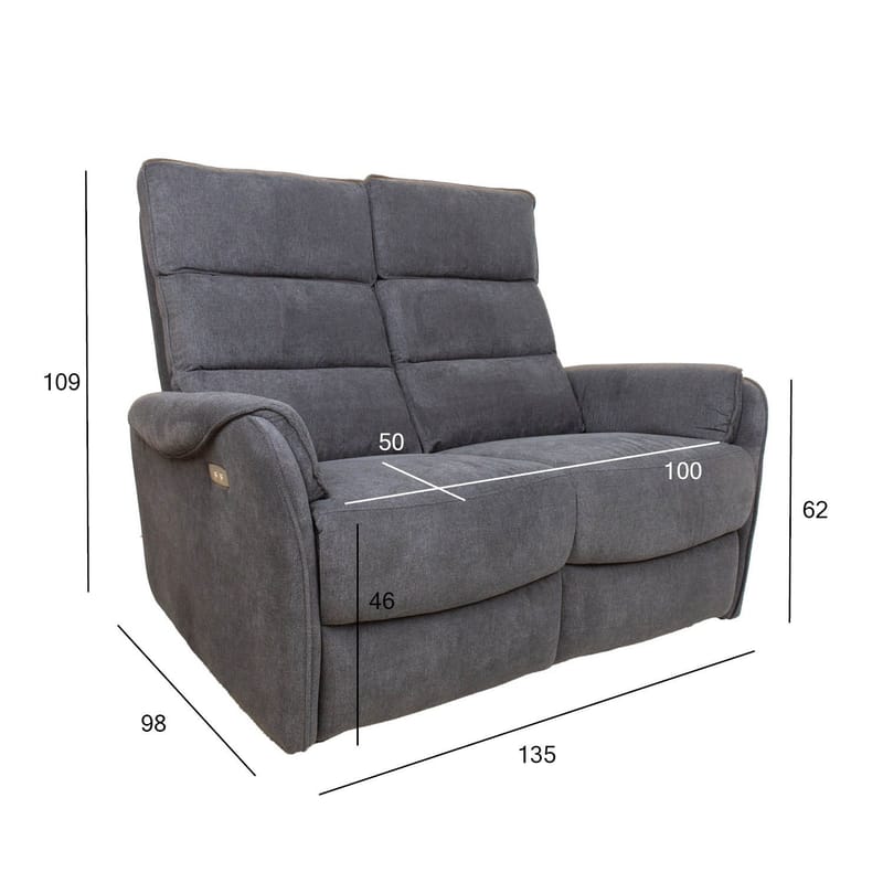 Reclinersofa Dalsor 2-personers med elektrisk mekanisme - Grå - Møbler - Sofaer - Recliner sofaer - 2 personers biografsofa & reclinersofa