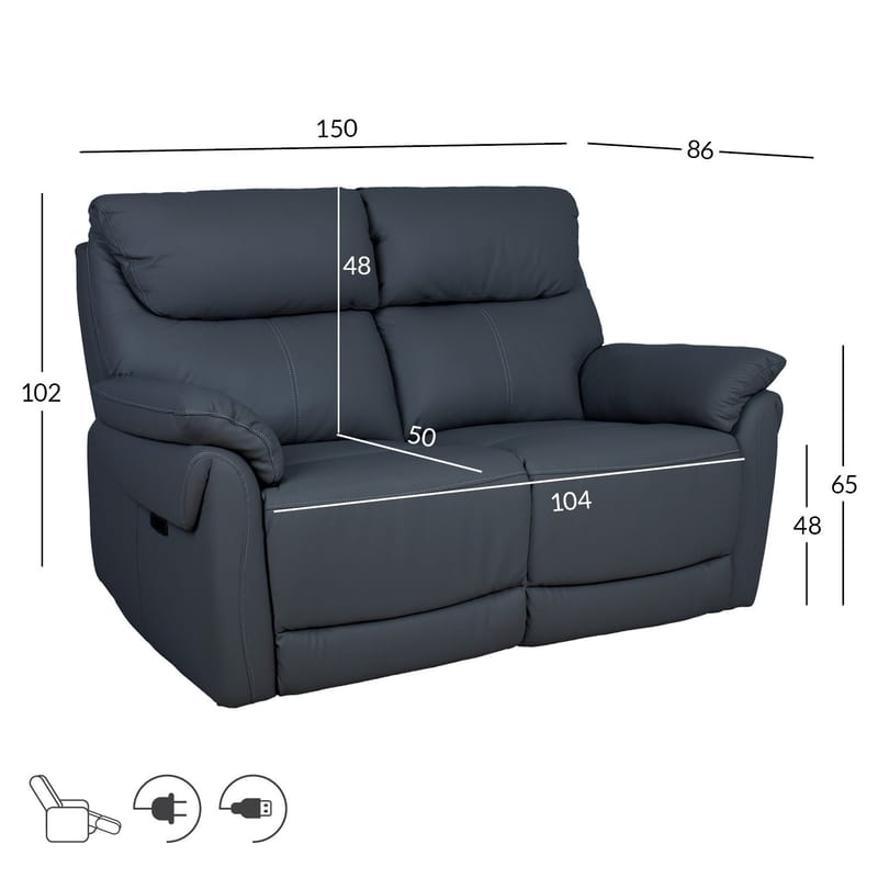 Reclinersofa Dalsor 2-personers med elektrisk mekanisme - Mørkegrå - Møbler - Sofaer - Recliner sofaer - 2 personers biografsofa & reclinersofa