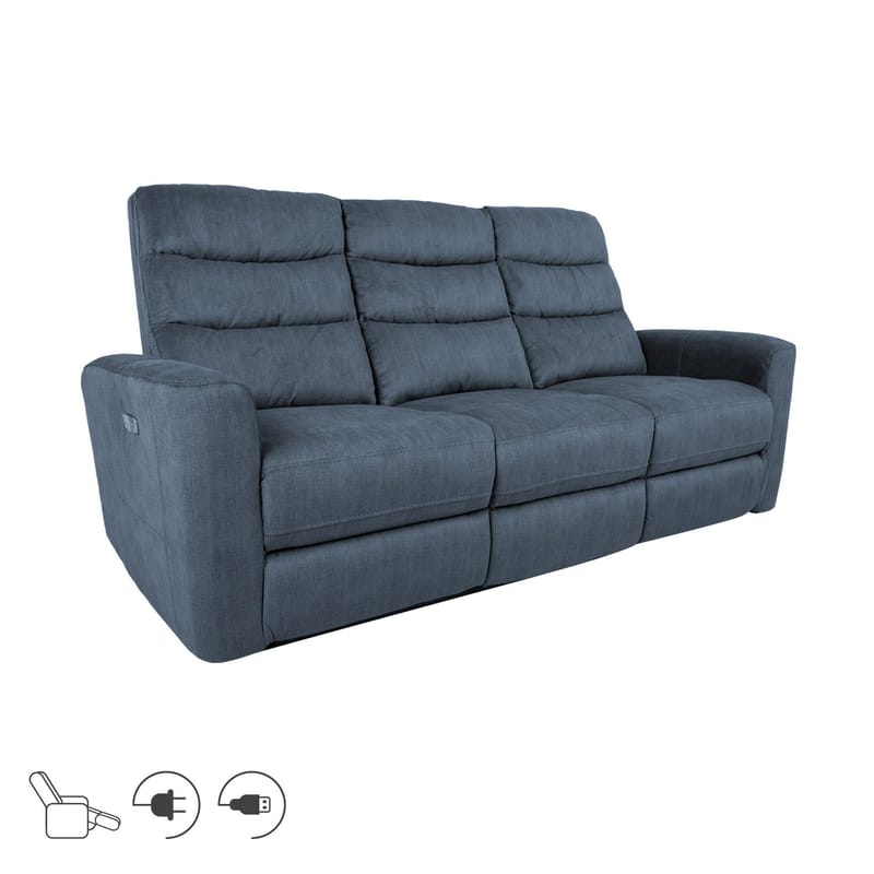Reclinersofa Darvi 3-personers med elektrisk mekanisme, blå