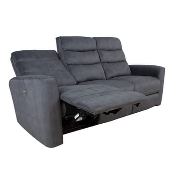 Reclinersofa Darvi 3-personers med elektrisk mekanisme - Grå velour - Møbler - Sofaer - Recliner sofaer - 3 personers biograsofa & reclinersofa