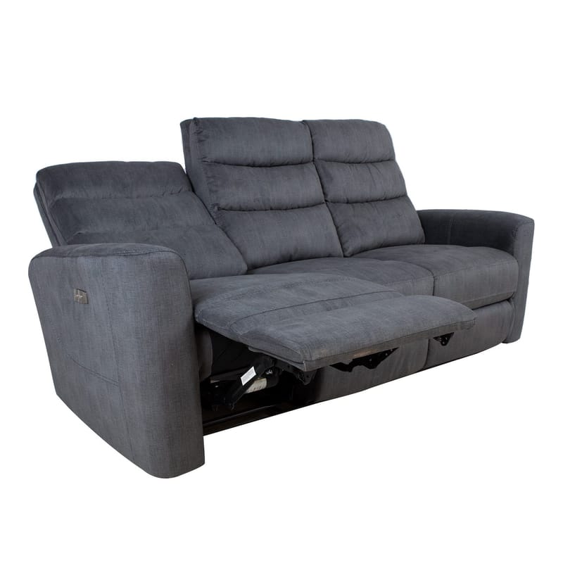 Reclinersofa Darvi 3-personers med elektrisk mekanisme - Grå velour - Møbler - Sofaer - Recliner sofaer - 3 personers biograsofa & reclinersofa