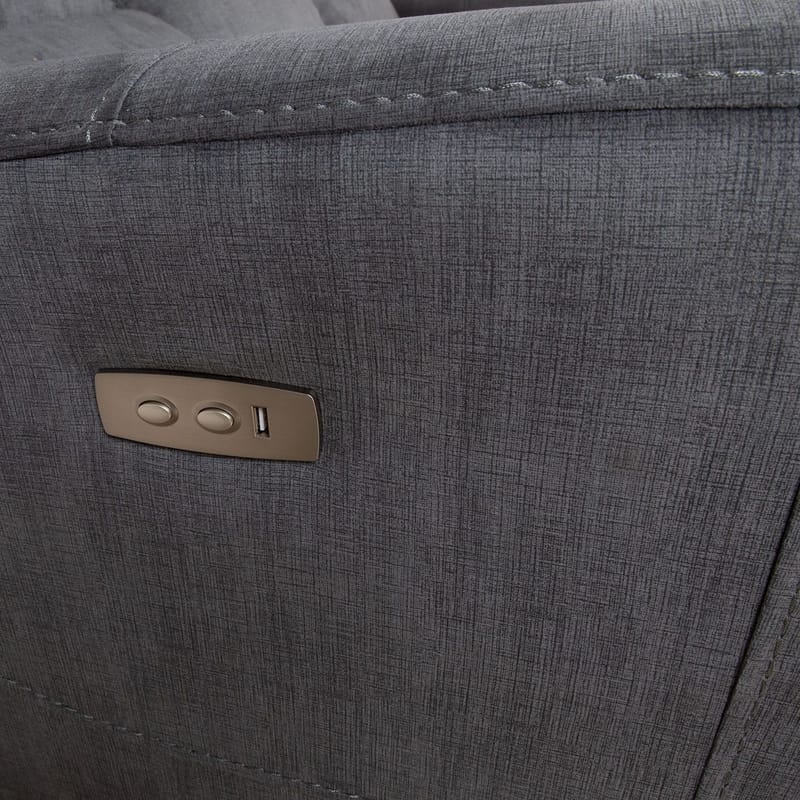 Reclinersofa Darvi 3-personers med elektrisk mekanisme - Grå velour - Møbler - Sofaer - Recliner sofaer - 3 personers biograsofa & reclinersofa