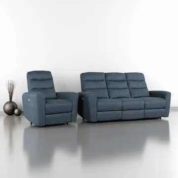 Reclinersofa Darvi 3-personers med elektrisk mekanisme - blå - Møbler - Sofaer - Recliner sofaer - 3 personers biograsofa & reclinersofa