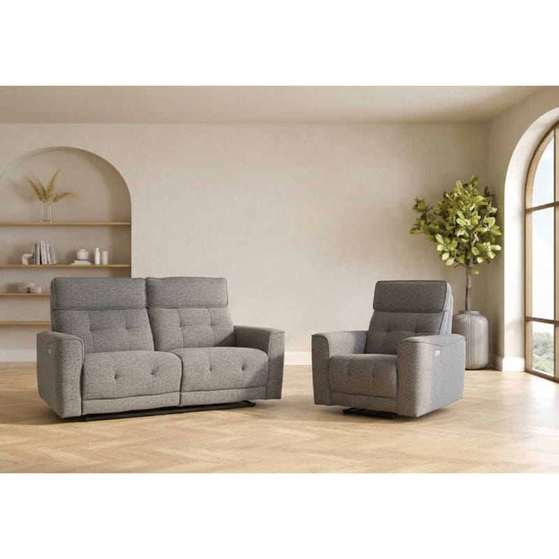 Reclinersofa Glendor 2-personers med elektrisk mekanisme - Grå - Møbler - Sofaer - Recliner sofaer - 2 personers biografsofa & reclinersofa
