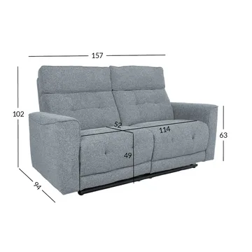 Reclinersofa Glendor 2-personers med elektrisk mekanisme - Blågrå - Møbler - Sofaer - Recliner sofaer - 2 personers biografsofa & reclinersofa