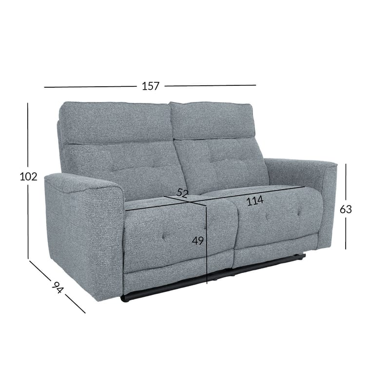 Reclinersofa Glendor 2-personers med elektrisk mekanisme - Blågrå - Møbler - Sofaer - Recliner sofaer - 2 personers biografsofa & reclinersofa