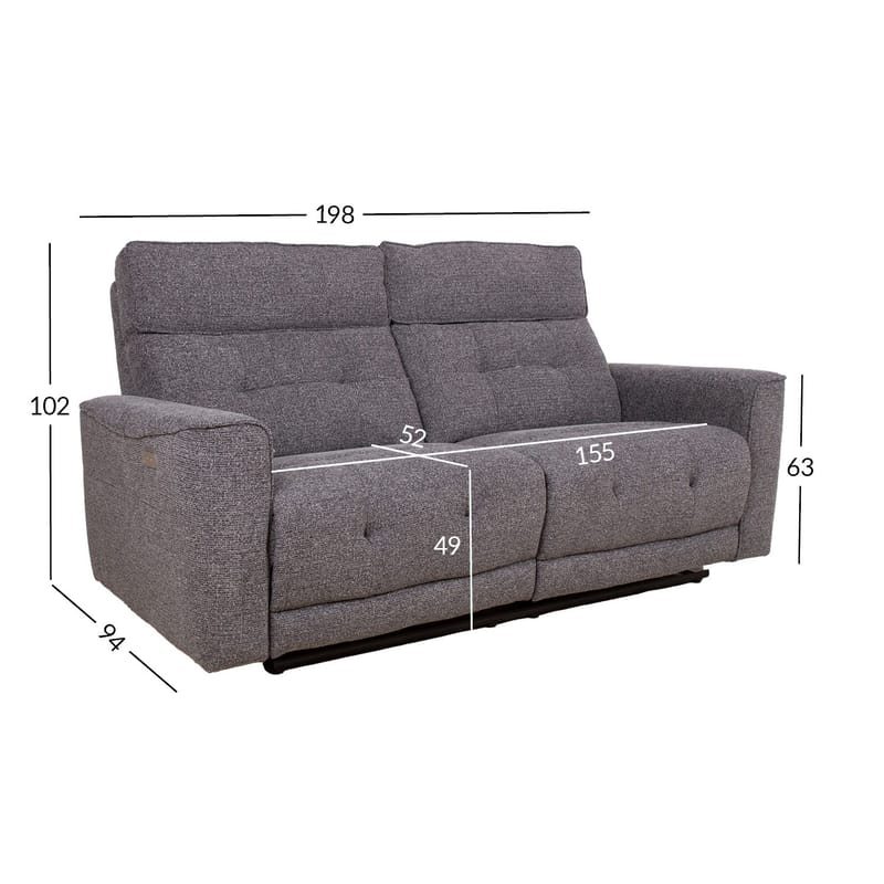 Reclinersofa Glendor - grå - Møbler - Sofaer - Recliner sofaer - 2 personers biografsofa & reclinersofa