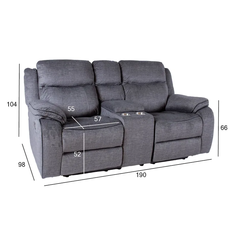 Reclinersofa Iskmar 2-personers med manuel mekanisme - grå - Møbler - Sofaer - Recliner sofaer - 2 personers biografsofa & reclinersofa