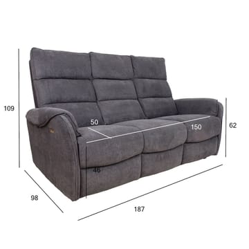 Reclinersofa Mörvik 3-personers med elektrisk mekanisme - blågrå - Møbler - Sofaer - Recliner sofaer - 3 personers biograsofa & reclinersofa
