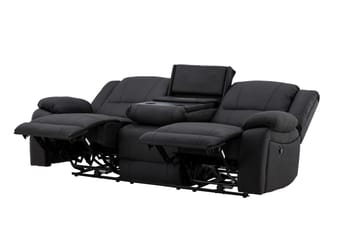 Reclinersofa med hjørne Comfort Living Singapore reclinersofa 3-personers kunstlæder Sort - Møbler - Sofaer - Recliner sofaer