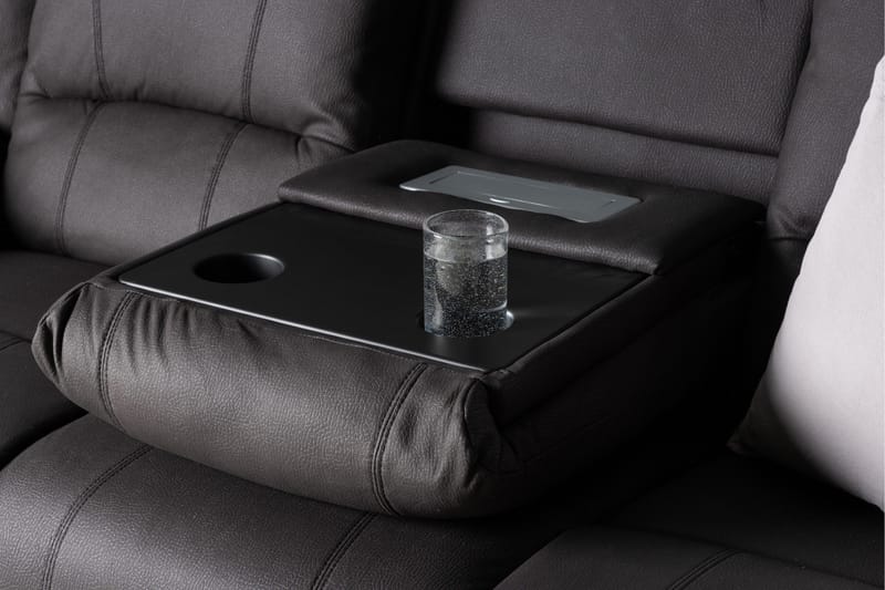 Reclinersofa med hjørne Comfort Living Singapore reclinersofa 3-personers kunstlæder Sort - Møbler - Sofaer - Recliner sofaer