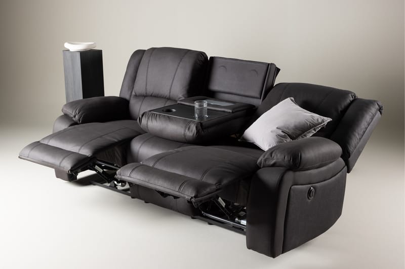 Reclinersofa med hjørne Comfort Living Singapore reclinersofa 3-personers kunstlæder Sort - Møbler - Sofaer - Recliner sofaer