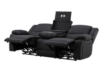 Reclinersofa med hjørne Comfort Living Singapore reclinersofa 3-personers kunstlæder Sort - Møbler - Sofaer - Recliner sofaer