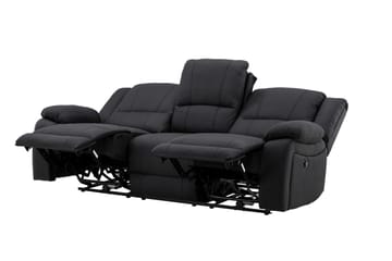 Reclinersofa med hjørne Comfort Living Singapore reclinersofa 3-personers kunstlæder Sort - Møbler - Sofaer - Recliner sofaer