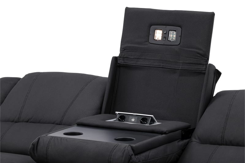 Reclinersofa med hjørne Comfort Living Singapore reclinersofa 3-personers kunstlæder Sort - Møbler - Sofaer - Recliner sofaer