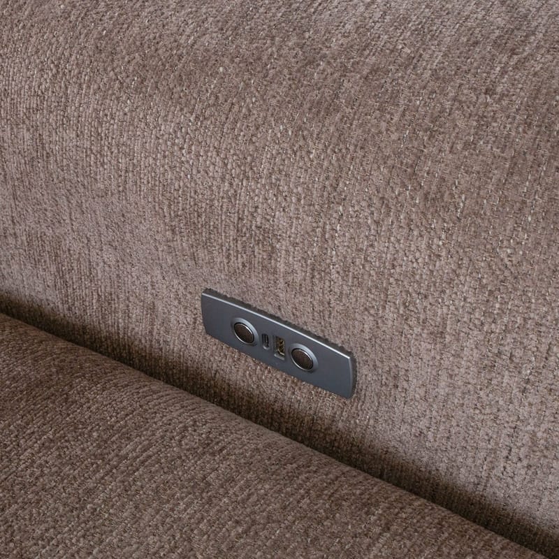 Reclinersofa Nordan 2-personers elektrisk - lysebrun med beige piping - Møbler - Sofaer - Recliner sofaer - 2 personers biografsofa & reclinersofa