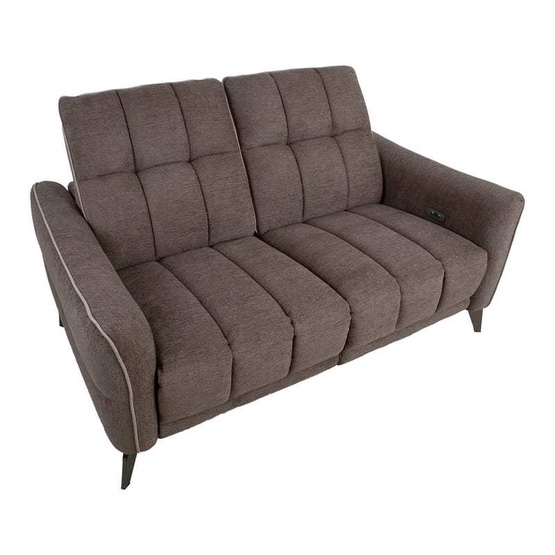 Reclinersofa Nordan 2-personers elektrisk - lysebrun med beige piping - Møbler - Sofaer - Recliner sofaer - 2 personers biografsofa & reclinersofa