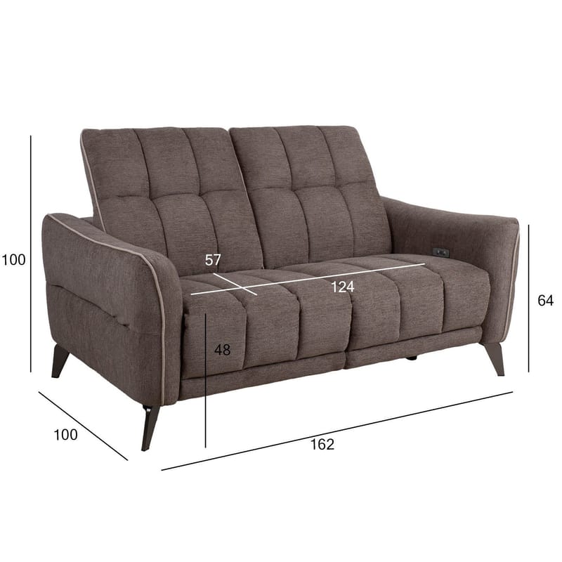 Reclinersofa Nordan 2-personers elektrisk - lysebrun med beige piping - Møbler - Sofaer - Recliner sofaer - 2 personers biografsofa & reclinersofa