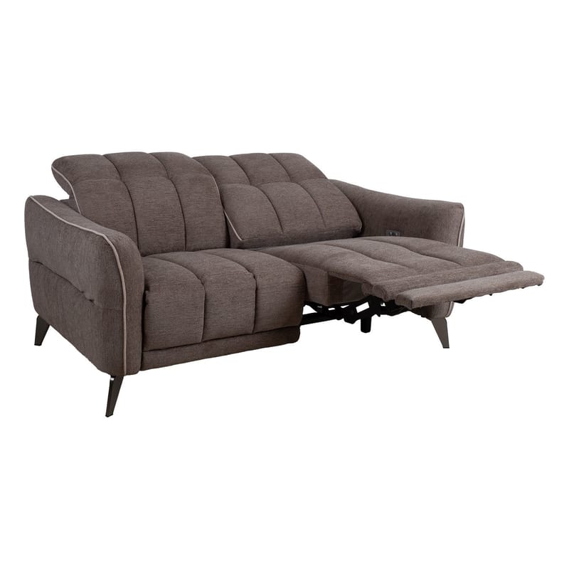 Reclinersofa Nordan 2-personers elektrisk - lysebrun med beige piping - Møbler - Sofaer - Recliner sofaer - 2 personers biografsofa & reclinersofa