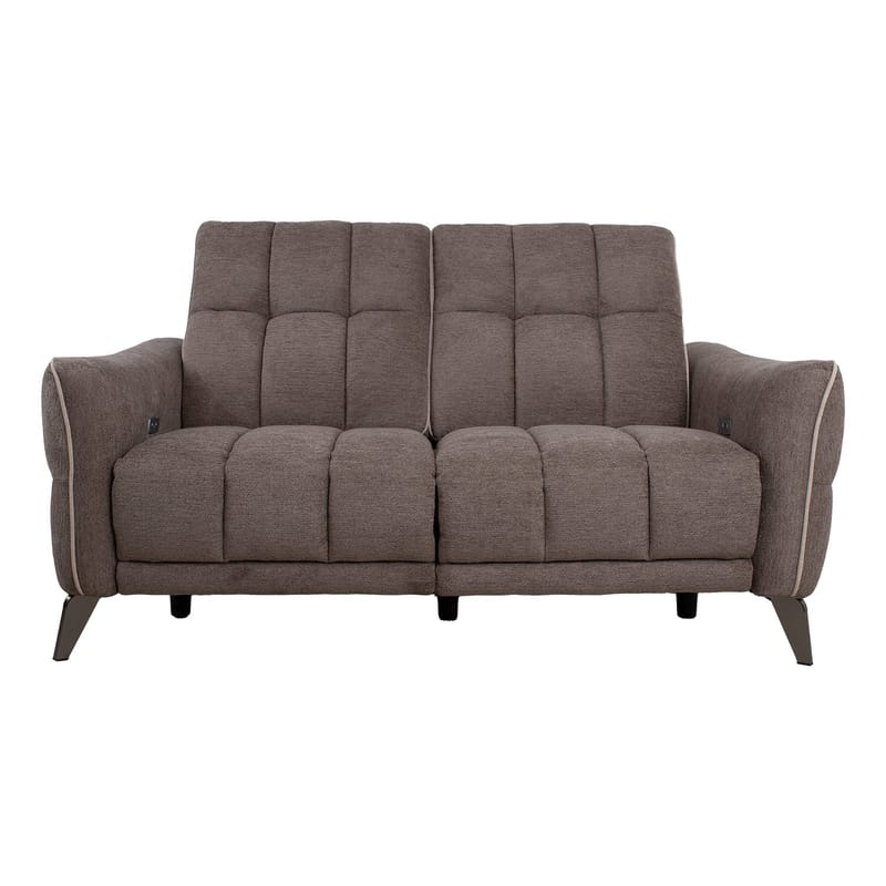 Reclinersofa Nordan 2-personers elektrisk - lysebrun med beige piping - Møbler - Sofaer - Recliner sofaer - 2 personers biografsofa & reclinersofa