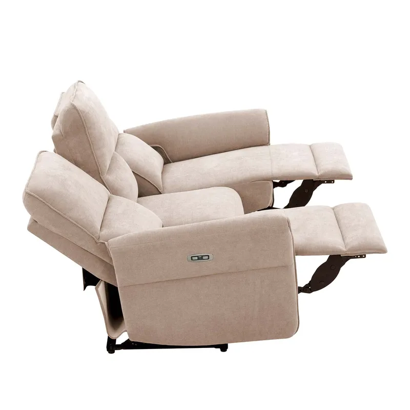 Reclinersofa Ravdal 3-personers med elektrisk mekanisme - lysebrun - Møbler - Sofaer - Recliner sofaer - 3 personers biograsofa & reclinersofa