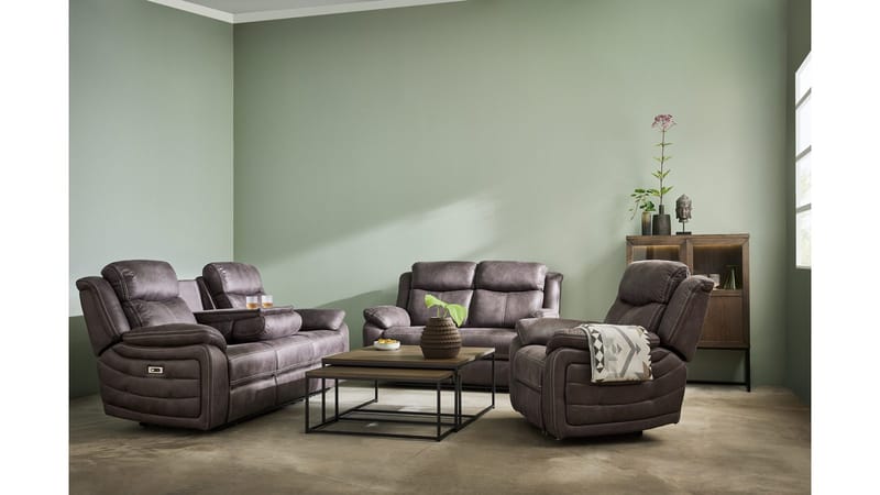 Reclinersofa Rindal 3-personers Manuel - brungrå - Møbler - Sofaer - Recliner sofaer - 3 personers biograsofa & reclinersofa