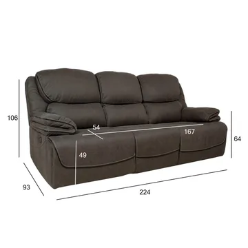 Reclinersofa Sälmar 3-personers med manuel mekanisme - grå - Møbler - Sofaer - Recliner sofaer - 3 personers biograsofa & reclinersofa