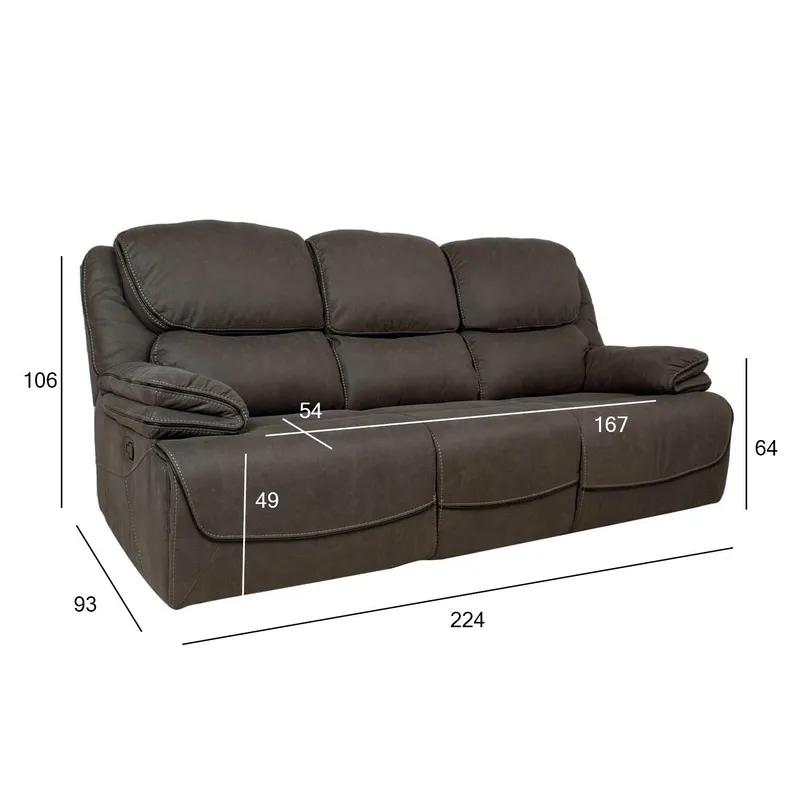 Reclinersofa Sälmar 3-personers med manuel mekanisme - grå - Møbler - Sofaer - Recliner sofaer - 3 personers biograsofa & reclinersofa