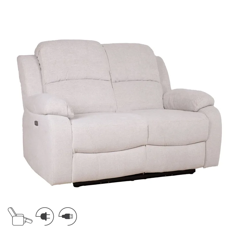Reclinersofa Tränor 2-personers med elektrisk mekanisme, naturhvid