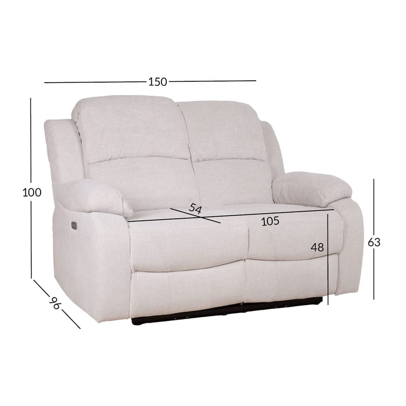 Reclinersofa Tränor 2-personers med elektrisk mekanisme - naturhvid - Møbler - Sofaer - Recliner sofaer - 2 personers biografsofa & reclinersofa