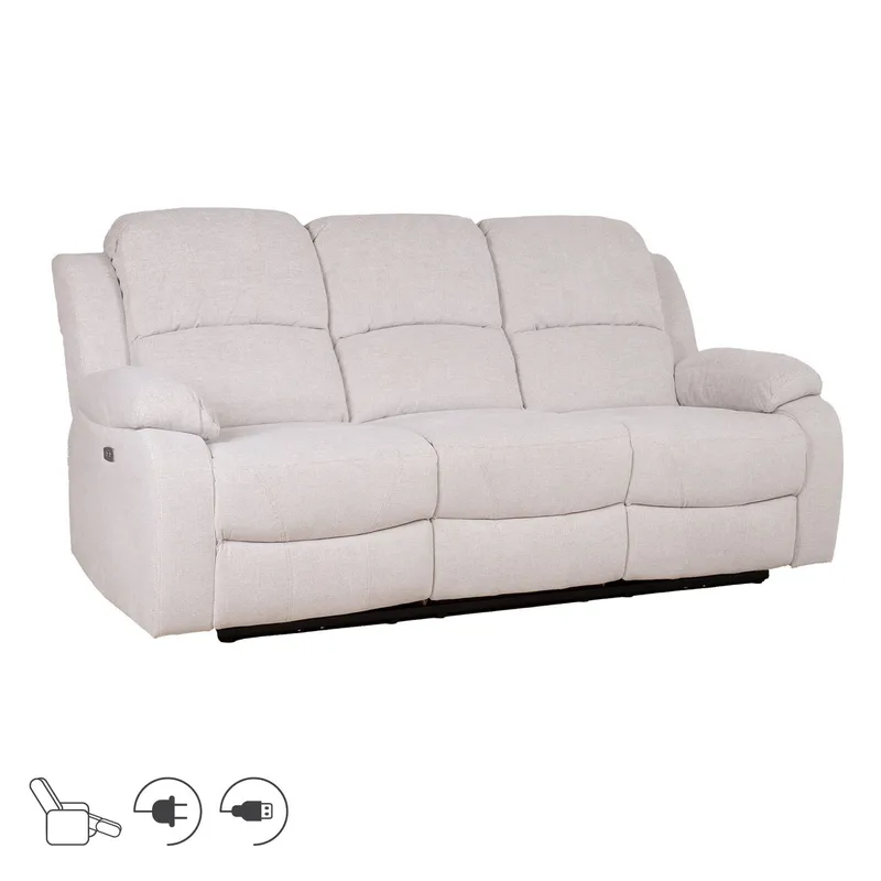 Reclinersofa Tränor 3-personers med elektrisk mekanisme, naturhvid