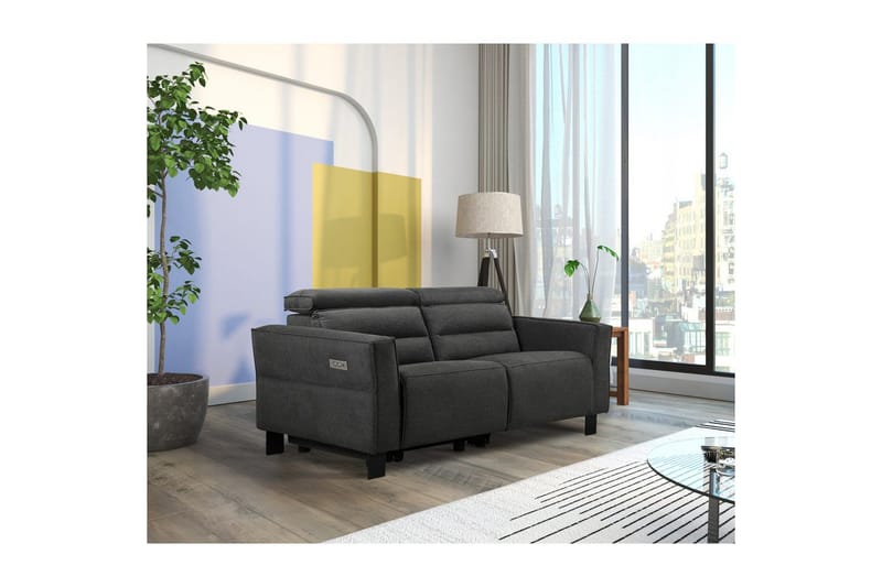 Reclinersofa uden hjørne Loft24 2-personers sofa Loft24 Carpari med elektrisk opklappeligt fodstøtte Grå Belfast-stof - Møbler - Sofaer - Recliner sofaer - 2 personers biografsofa & reclinersofa