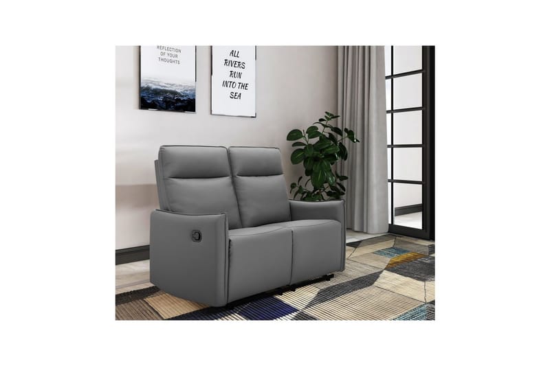 Reclinersofa uden hjørne Loft24 2-personers sofa Loft24 Lugo Grå Kunstlæder - M øbler - Sofaer - Recliner sofaer - 2 personers biografsofa & reclinersofa