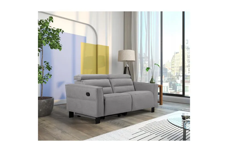 Reclinersofa uden hjørne Loft24 2-personers sofa Loft24 Carpari med manuelt opklappeligt fodstøtte Grå Belfast-stof - Møbler - Sofaer - Recliner sofaer - 2 personers biografsofa & reclinersofa