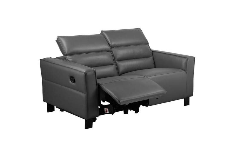 Reclinersofa uden hjørne Loft24 2-personers sofa Loft24 Carpari med manuelt opklappeligt fodstøtte Grå Kunstlæder - Møbler - Sofaer - Recliner sofaer - 2 personers biografsofa & reclinersofa