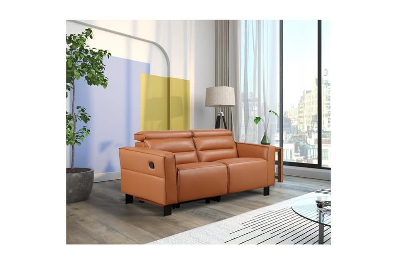 Reclinersofa uden hjørne Loft24 2-personers sofa Loft24 Carpari med manuelt opklappeligt fodstøtte Brun Belfast-stof - Møbler - Sofaer - Recliner sofaer - 2 personers biografsofa & reclinersofa