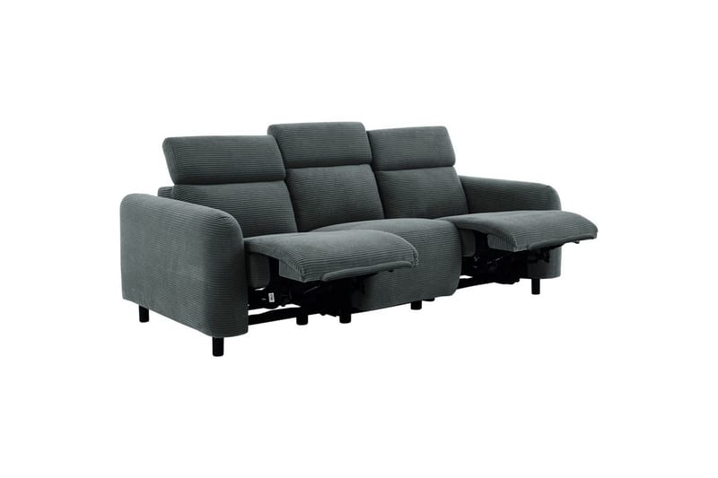 Reclinersofa uden hjørne Loft24 3-personers sofa Loft24 Skaane med 2 elektriske reclinere Grå Manchester - Møbler - Sofaer - Recliner sofaer - 3 personers biograsofa & reclinersofa