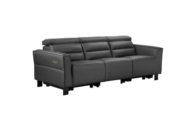 Reclinersofa uden hjørne Loft24 3-personers sofa Loft24 Carpari med 2 elektriske reclinere Grå Kunstlæder - Møbler - Sofaer - Recliner sofaer