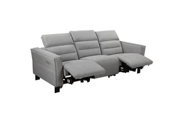 Reclinersofa uden hjørne Loft24 3-personers sofa Loft24 Carpari med 2 elektriske reclinere Grå1 Belfast-stof - Møbler - Sofaer - Recliner sofaer