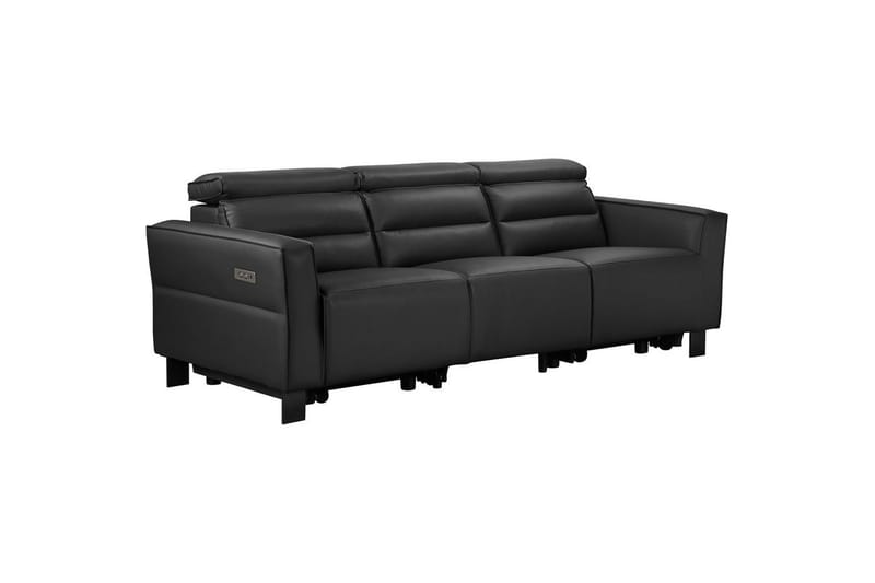 Reclinersofa uden hjørne Loft24 3-personers sofa Loft24 Carpari med 2 elektriske reclinere Sort Kunstlæder - Møbler - Sofaer - Recliner sofaer